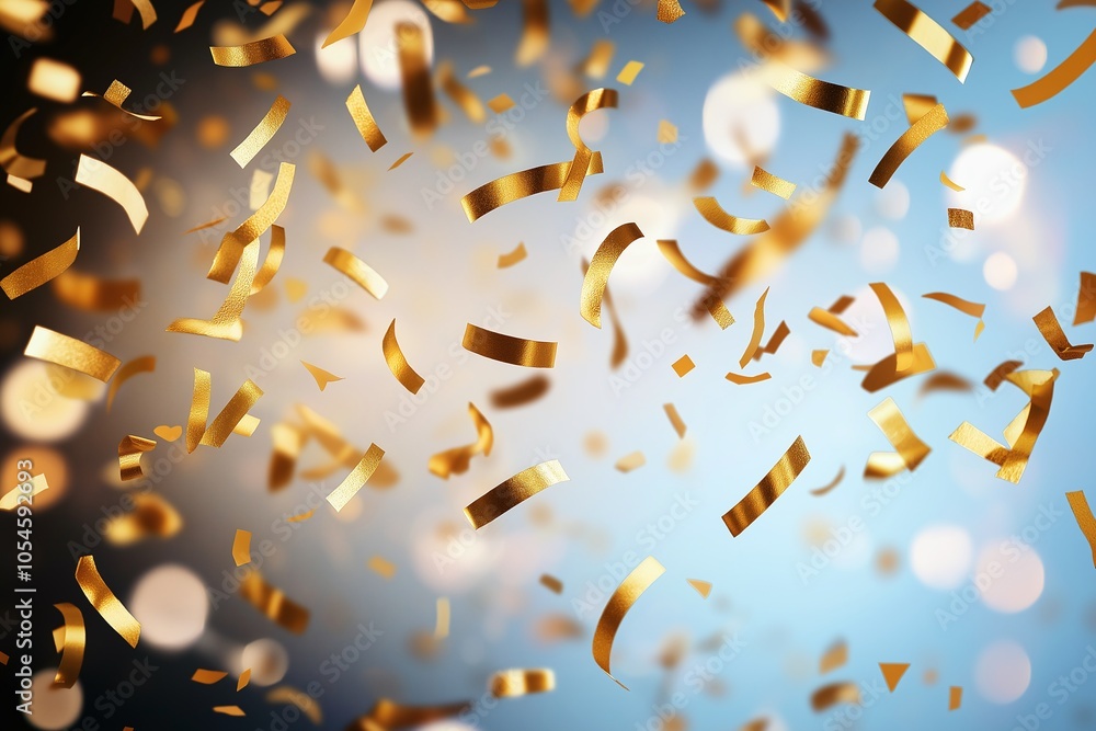 A festive background with falling golden confetti creating a joyful and celebratory atmosphere for events and special occasions. A festive background with falling golden confetti creating a joyful and celebratory atmosphere for events and special occasions.
