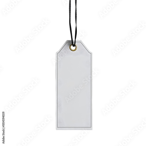 A blank tag with a rectangular shape and a hole for easy attachment, suitable for labeling or personalizing gifts, products, or crafts