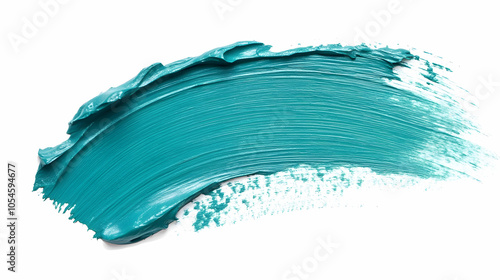 Turquoise Paint Brush Stroke: A single turquoise paint brush stroke on a clear background, ideal for artistic applications. -