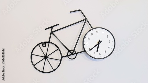 Obraz na płótnie Decorative bicycle clock isolated on white background, transport, cycling template, copy space area w salonie