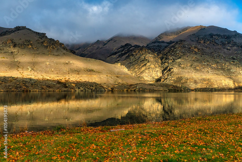 River shore scenery where the Clutha river flows through the  Cromwell Gorge photo