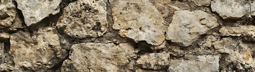 Close-Up of Rough, Weathered Stone Wall Surface