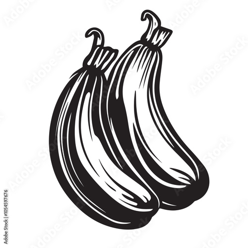 Zucchini in cartoon, doodle style . Image for t-shirt, web, mobile apps and ui. Isolated 2d vector illustration in logo, icon, sketch style, Eps 10, black and white. AI Generative