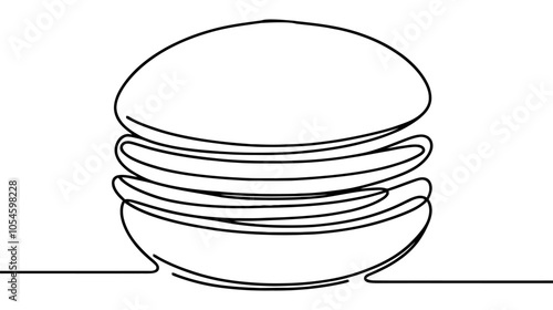 One continuous line illustration of macarons, isolated on white background.