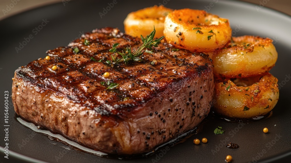 Grilled Steak with Onion Rings Grilled Steak with Onion Rings