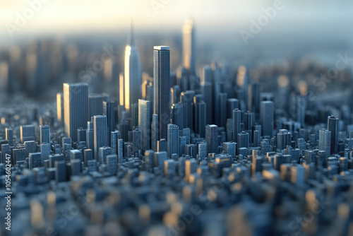 Cityscape: A colorful sports car speeding between towering skyscrapers in a vibrant urban setting.