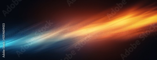 Abstract Gradient Background with Blue, Brown, Yellow Colors on Black, Grainy Texture, Soft Blurred Light Effect, Minimalistic Copy Space Design