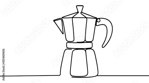 One continuous line illustration of a coffee maker, isolated on white background.
