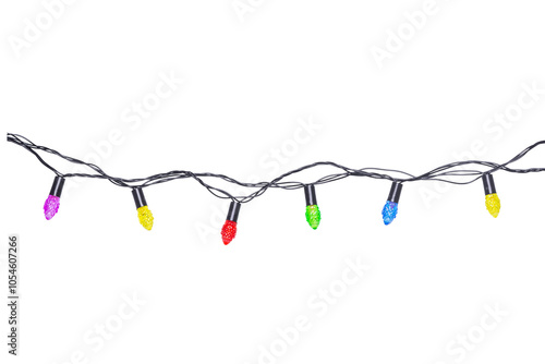 String of christmas lights isolated on white background With clipping path photo