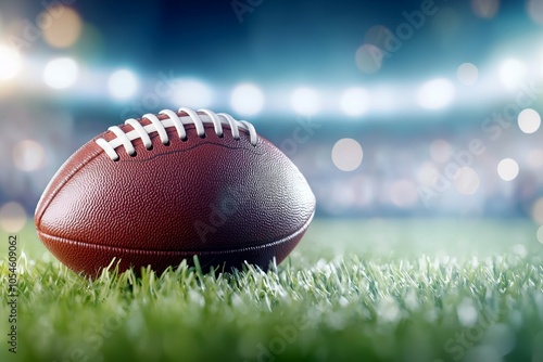 American Football Ball. Selective Focus Background with Copy Space