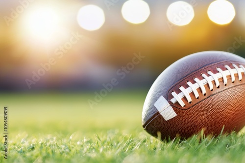 American Football Ball. Selective Focus Background with Copy Space