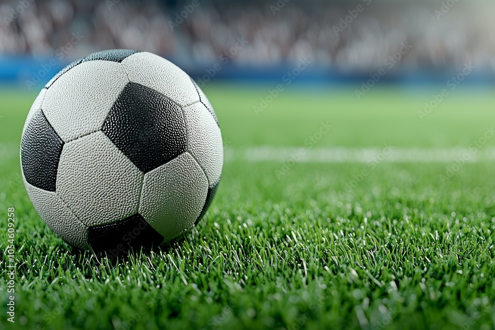 Soccer ball, European football. Background with selective focus Soccer ball, European football. Background with selective focus