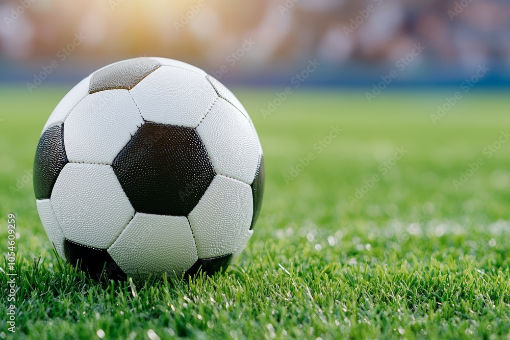 Soccer ball, European football. Background with selective focus Soccer ball, European football. Background with selective focus