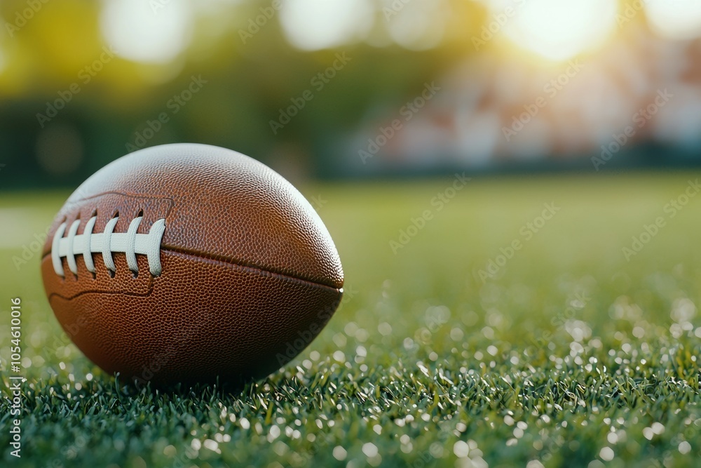 American Football Ball. Selective Focus Background with Copy Space American Football Ball. Selective Focus Background with Copy Space