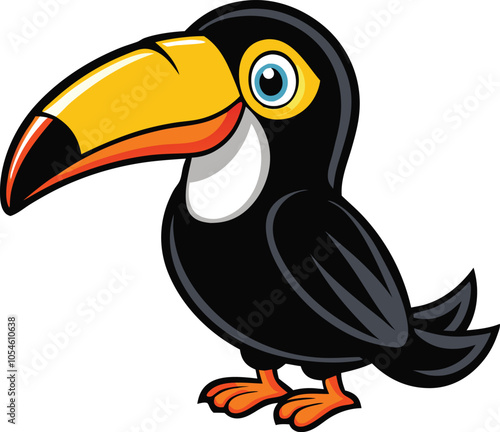 silhouette of a toucan bird vector illustration. black animal flying bird.