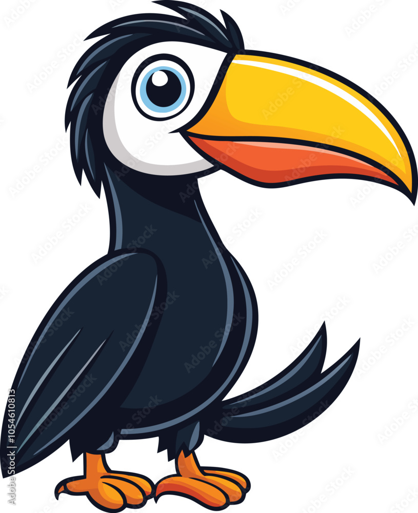 Obraz premium silhouette of a toucan bird vector illustration. black animal flying bird.