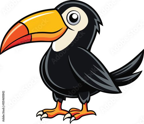 silhouette of a toucan bird vector illustration. black animal flying bird.