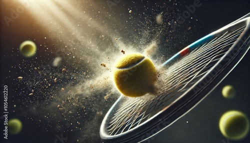 Tennis Ball Striking Racket in Slow Motion