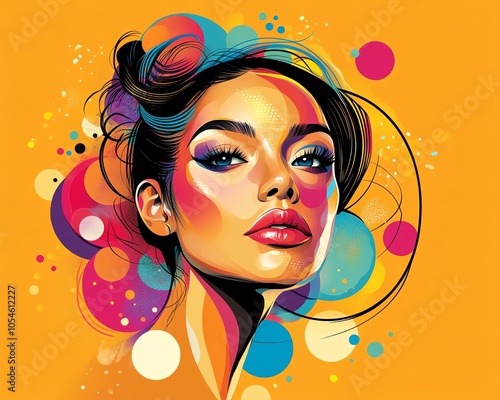 A stunning and imaginative depiction of a beautiful woman in a colorful style, emphasizing unique artistic elements and creative expression photo