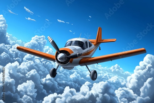 a 2D cartoon illustration of a vintage plane flying over mountains nostalgic and adventurous white background