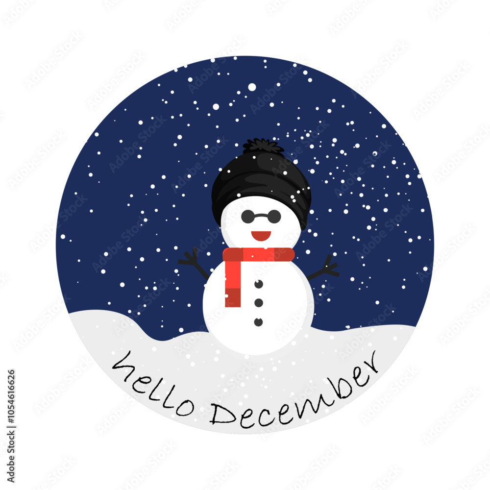 Fototapeta premium Hello December vector. December with winter background.