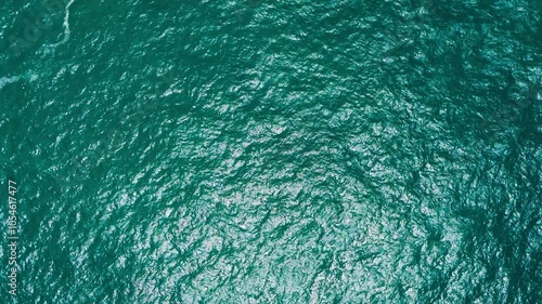 Aerial view from top of beautiful blue sea water