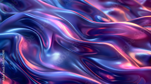 Abstract 3D Background with Shimmering Blue and Purple Waves