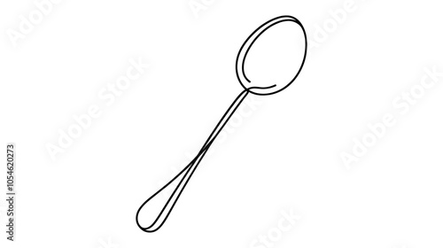 One continuous line illustration of a teaspoon, isolated on white background.