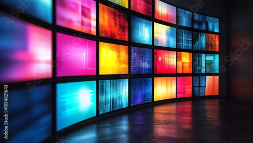 multiple screens displaying various graphs and charts