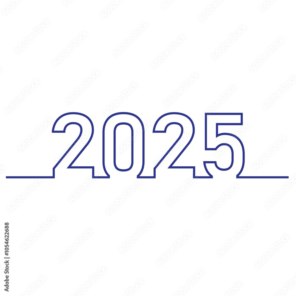Line illustration text design 2025 for new year cards on white background. Line illustration text design 2025 for new year cards on white background.