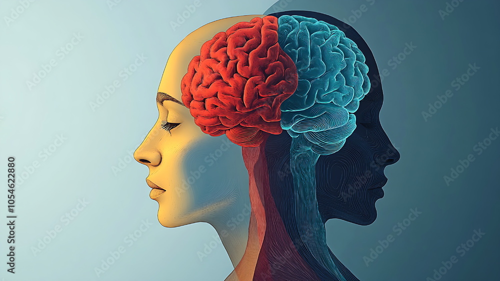 multiple personalities, with a colorful brain multiple personalities, with a colorful brain