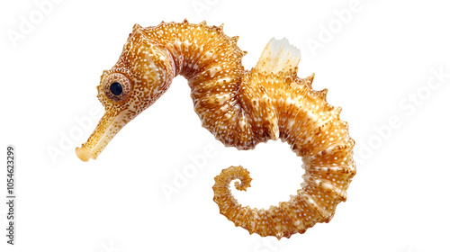 mediterranean seahorse - hippocampus guttulatus with white shades, simple style, png photo