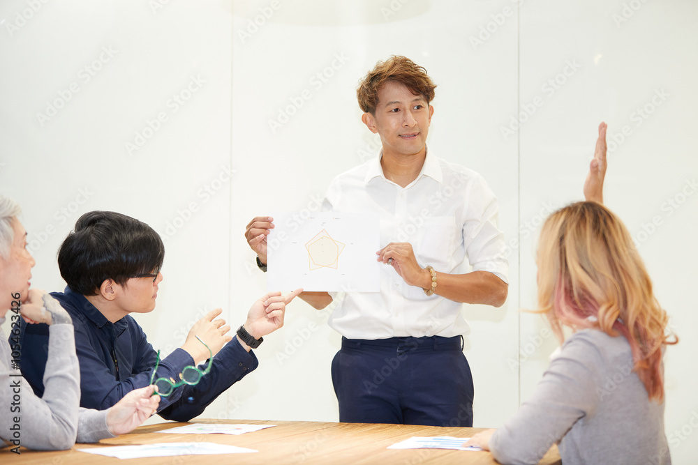 Fototapeta premium businessman meeting and discussing about work from chart in the office