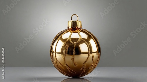 Christmas Ornament Ball in Gold - AI Illustrated