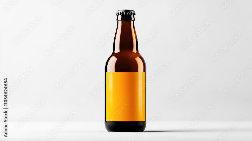 Beer bottle with blank label on a white isolated background. Beer bottle with blank label on a white isolated background.