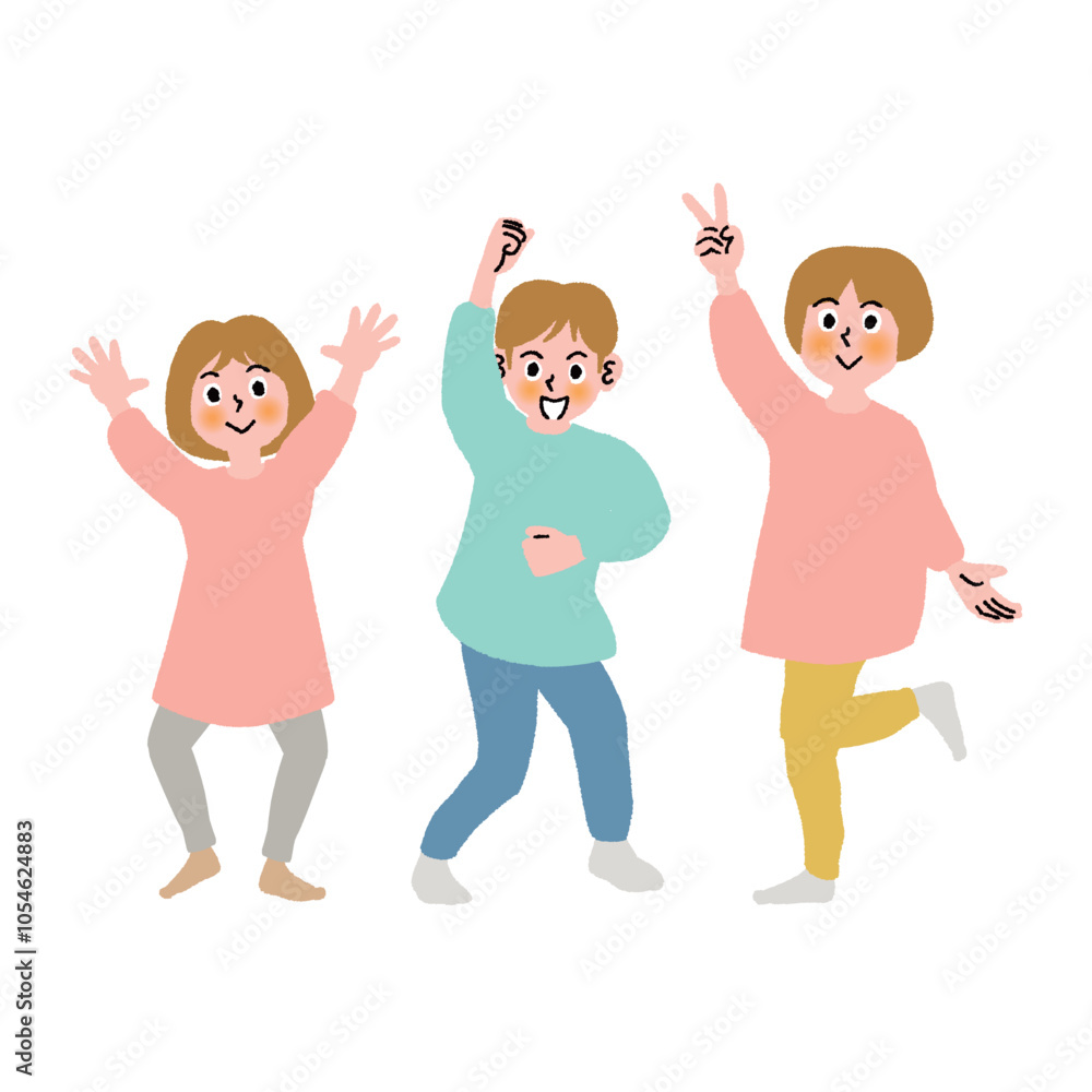 3人の子どもの立ちポーズ 3人の子どもの立ちポーズ