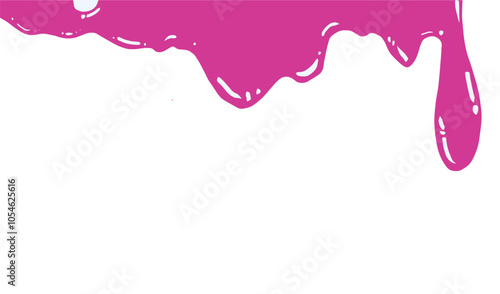 A pink liquid is dripping down a white background. The image has a playful and whimsical mood, as the pink liquid seems to be flowing in a fun and creative way