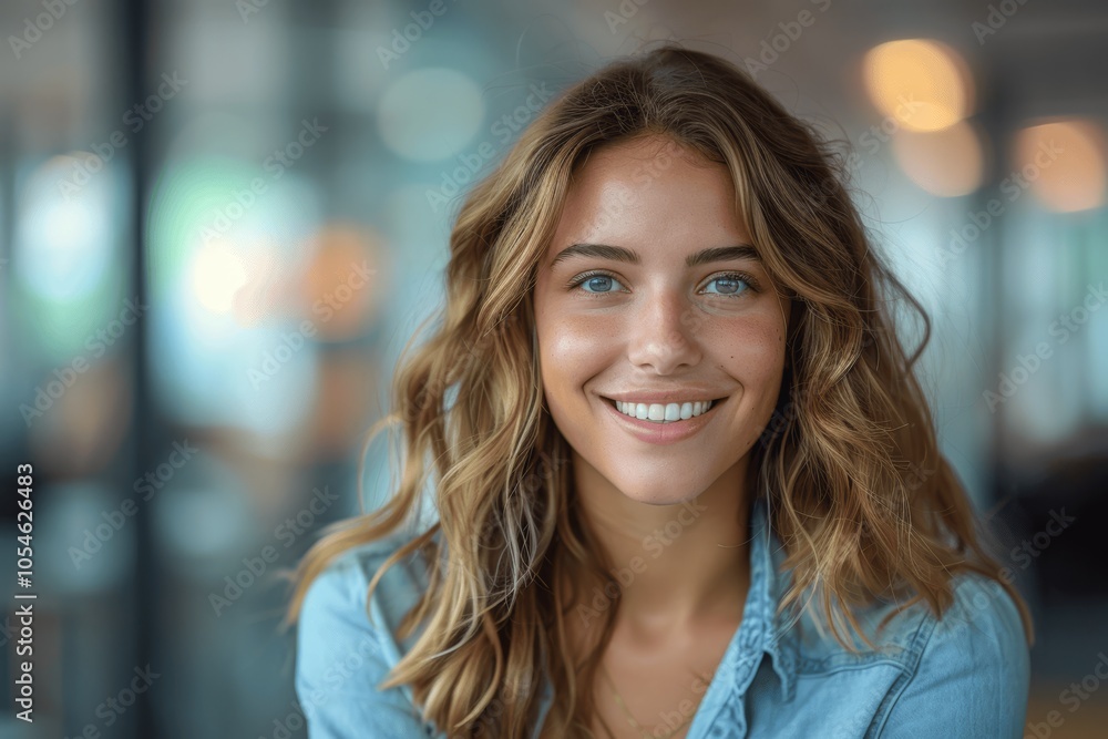 Fototapeta premium Smiling businesswoman shaking hands with male colleague during job interview in bright office