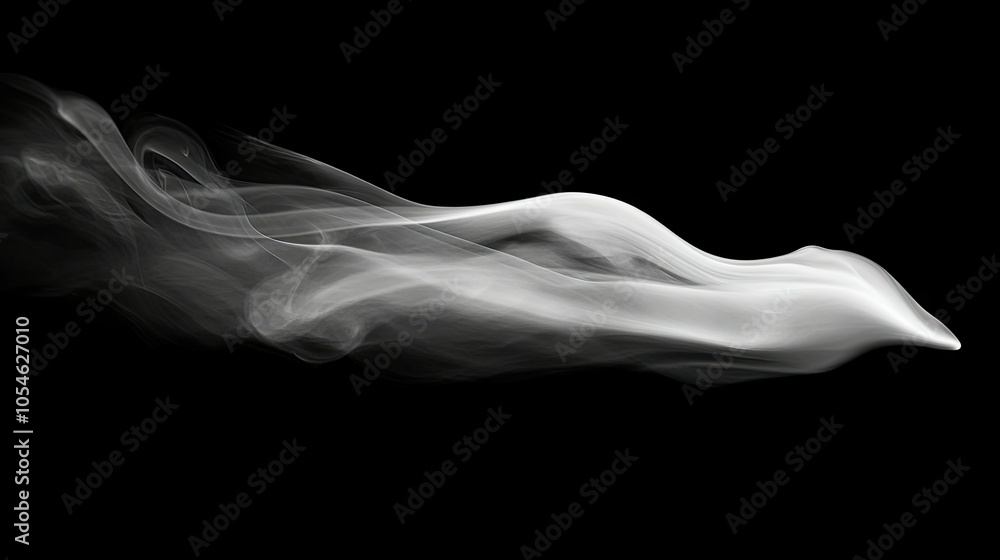Ethereal Flow of Smoke Against Black Backdrop Ethereal Flow of Smoke Against Black Backdrop