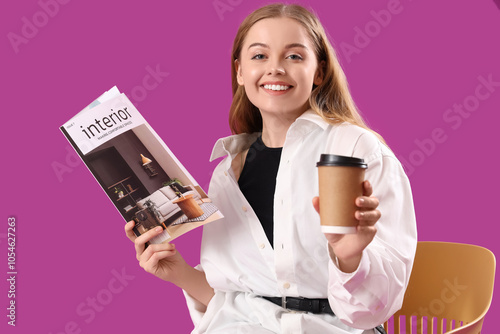 Young woman with coffee cup...