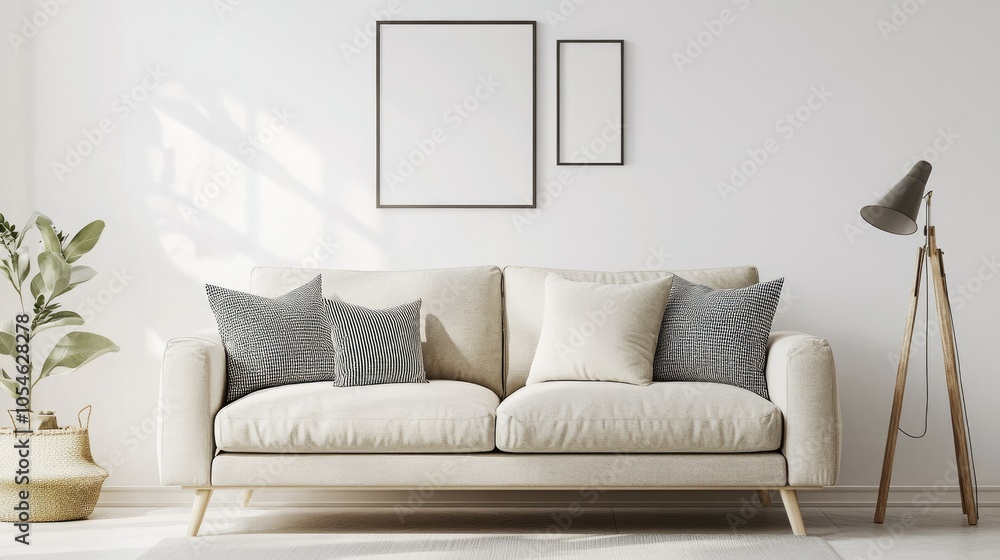 Modern Living Room with Stylish Couch and Accessories Modern Living Room with Stylish Couch and Accessories