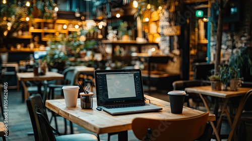 Cozy Workspace in a Lively Coffee Shop