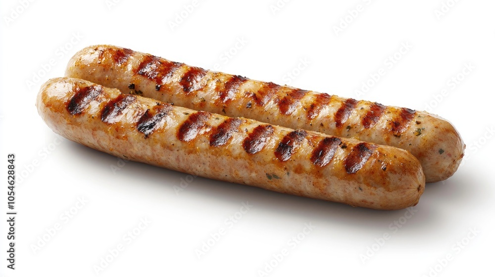 Grilled Sausages on White Background Grilled Sausages on White Background