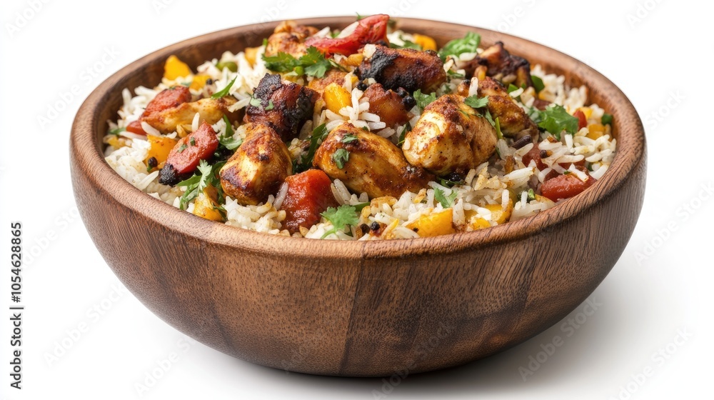 Delicious Chicken Rice Bowl with Fresh Vegetables Delicious Chicken Rice Bowl with Fresh Vegetables