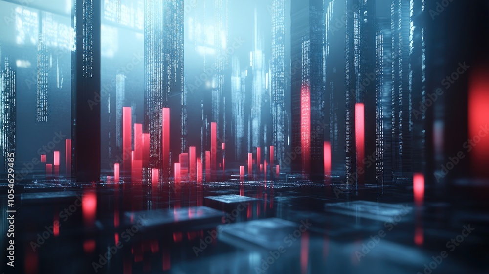 Abstract Digital City with Neon Lights and Data Flow Abstract Digital City with Neon Lights and Data Flow