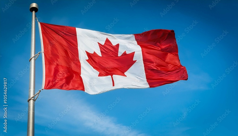 Naklejka premium canadian flag waving in the wind