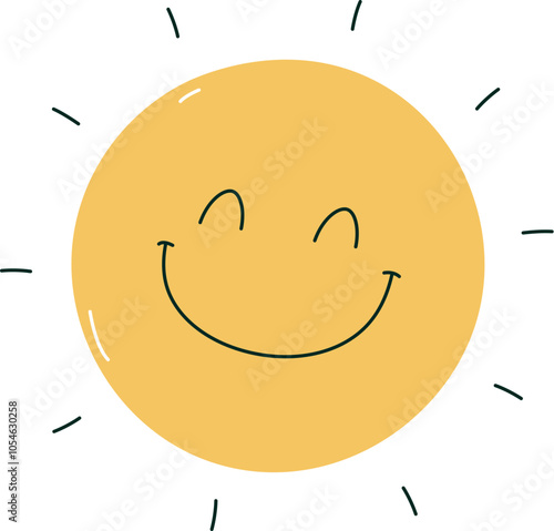 Handdrawn Sun Shining Character