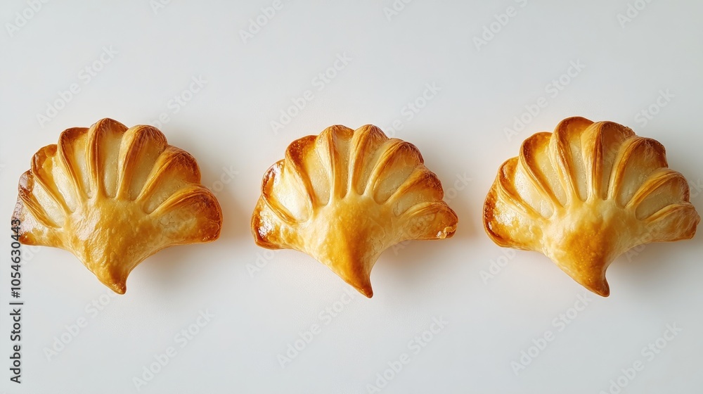 Golden Puff Pastries on White Background Golden Puff Pastries on White Background