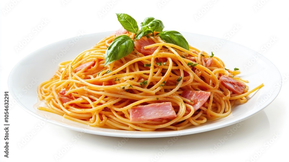 Delicious Pasta Dish with Fresh Basil Garnish Delicious Pasta Dish with Fresh Basil Garnish