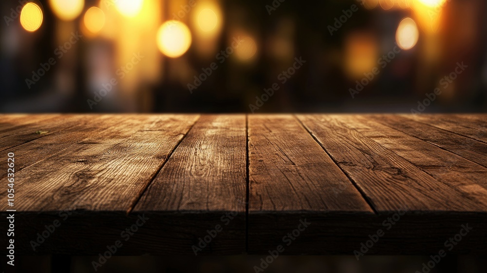 Rustic Wooden Table in Soft Ambient Light Rustic Wooden Table in Soft Ambient Light